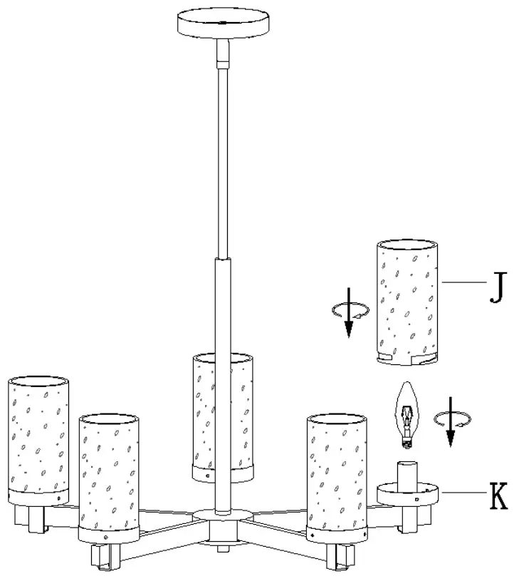ZEVNI A04761C5 Rudolf 5-Light Black-Gold Modern-Contemporary Chandelier - fig 13