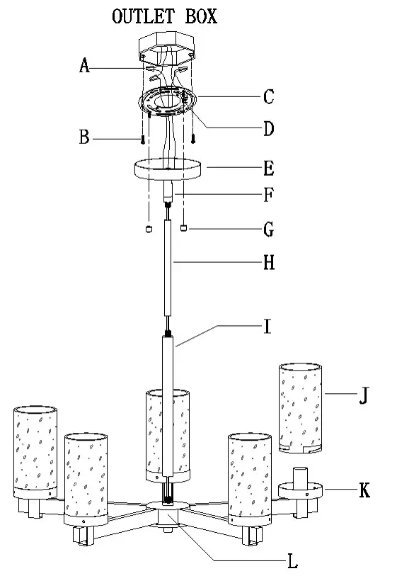 ZEVNI A04761C5 Rudolf 5-Light Black-Gold Modern-Contemporary Chandelier - fig 6