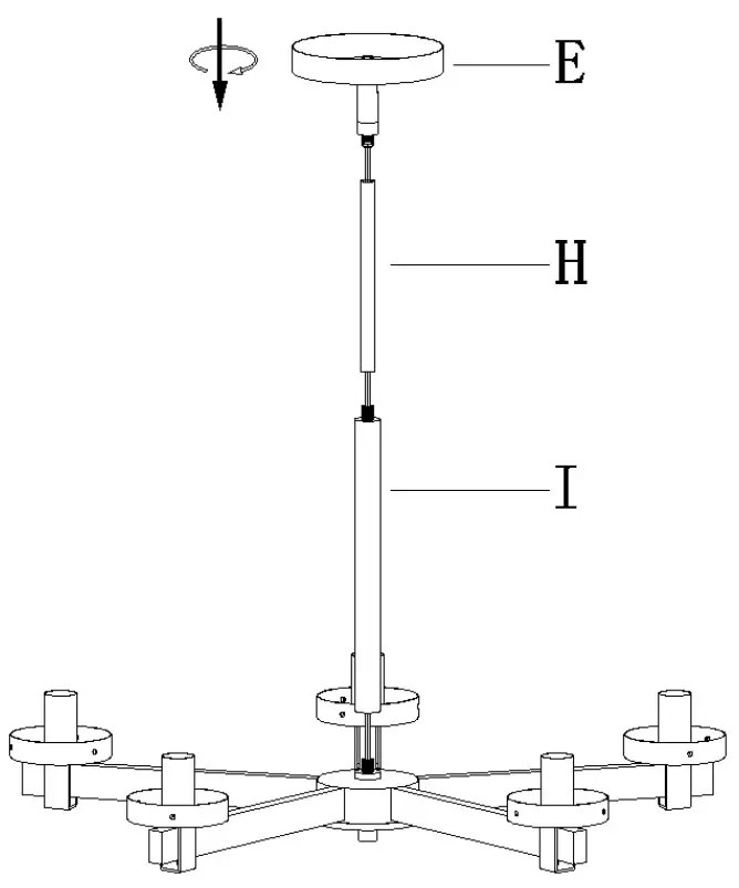 ZEVNI A04761C5 Rudolf 5-Light Black-Gold Modern-Contemporary Chandelier - fig 8