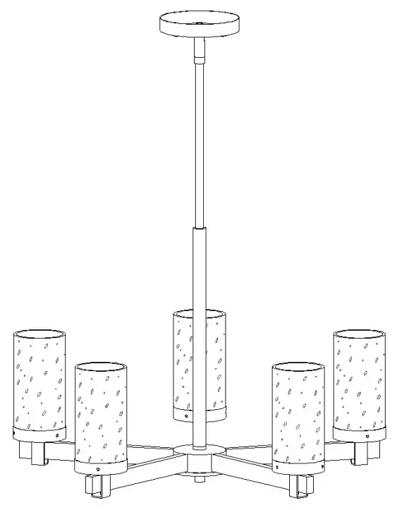 ZEVNI A04761C5 Rudolf 5-Light Black-Gold Modern-Contemporary Chandelier