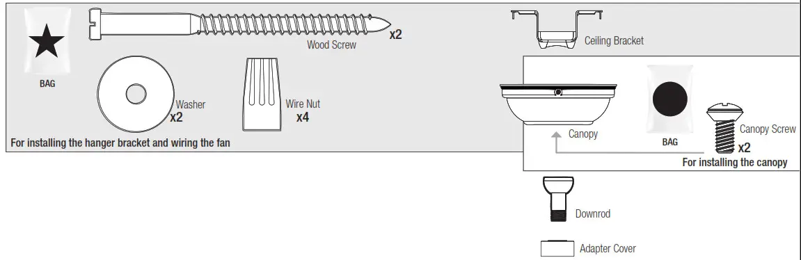 Hunter 59397 Warrant Ceiling Fan - Here is what comes in your box 1