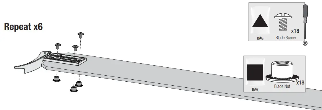 Hunter 59397 Warrant Ceiling Fan - Installing the Blades 1