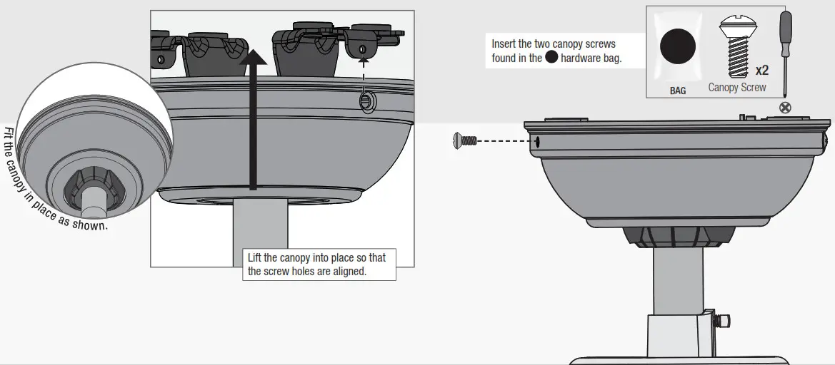 Hunter 59397 Warrant Ceiling Fan - Installing the Canopy