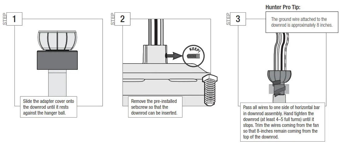 Hunter 59397 Warrant Ceiling Fan - Installing the Downrod