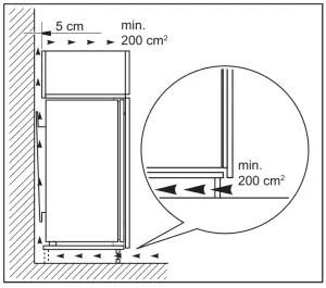 Electrolux Fridge Freezer ENT3FF18S - Ventilation
