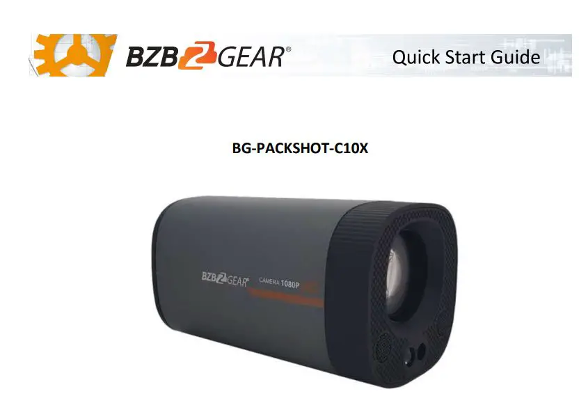 BZBGEAR BG-PACKSHOT-C10X Full HD 1080P USB 3.0 HDMI Vertical Streaming Camera User Guide