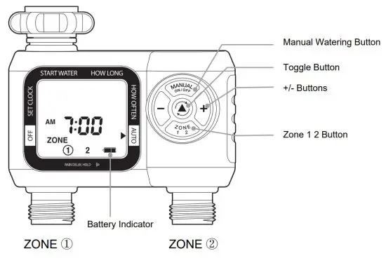 dewenwils HDWT02B Automatic Water Timer - Product Layout