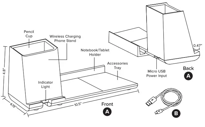 BOSTITCH KT2-CLUBKITQI Konnect Wireless Charging Station- Features