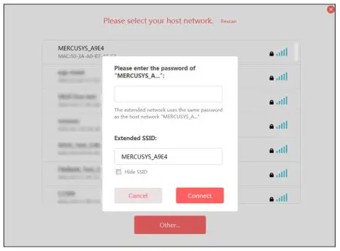 MERCUSUS 300Mbps Wi-Fi Range Extender - Enter the network password when prompted, then click Connect