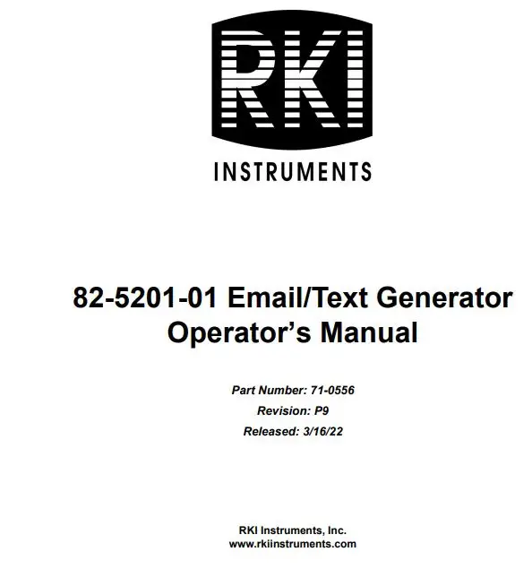 RKI INSTRUMENTS 82-5201-01 Email Text Generator Instruction Manual
