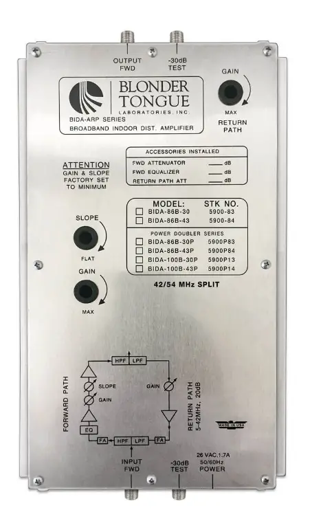 Blonder Tongue BIDA 86B-30 Broadband Indoor Distribution Amplifiers product