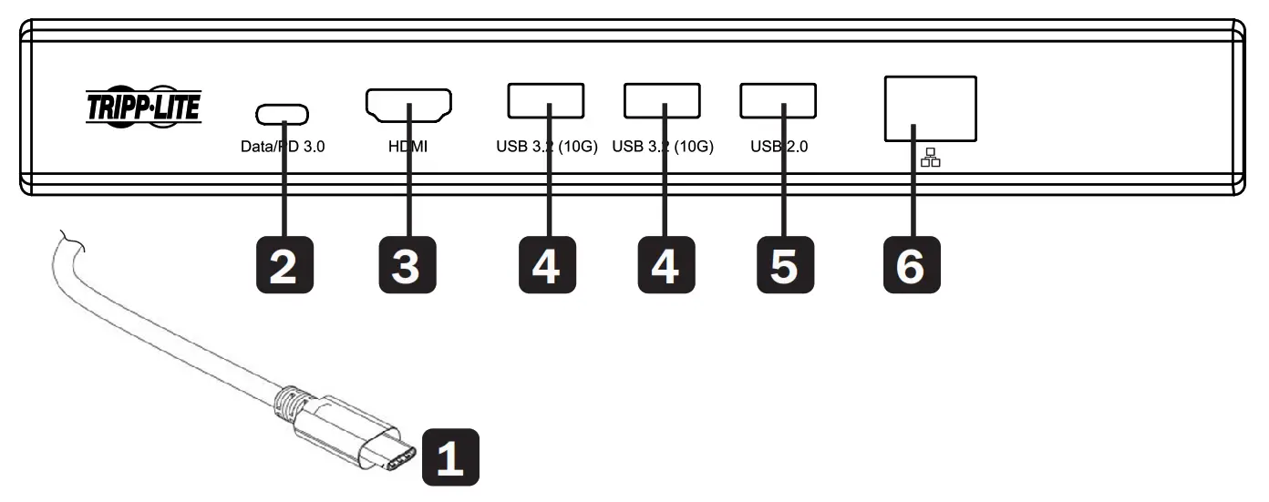 TRIPP LITE U442 DOCK14 MS USB C Dock with 4K HDMI USB Hub and Gigabit Ethernet for Microsoft Surface
