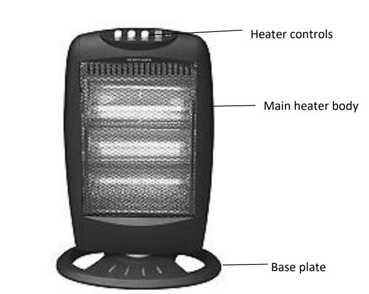 COOPER 1200W Halogen Heater Instructions - Overview