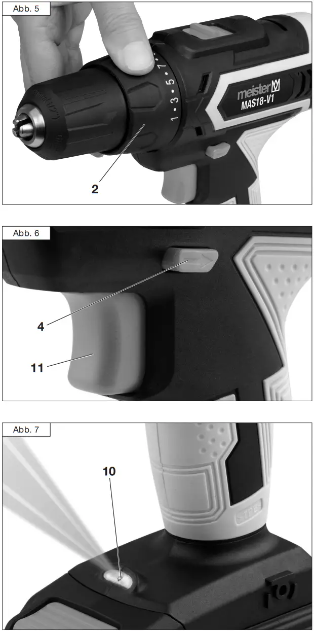 meister MAS18 V1 Cordless Drill & Screwdriver - Fig 3