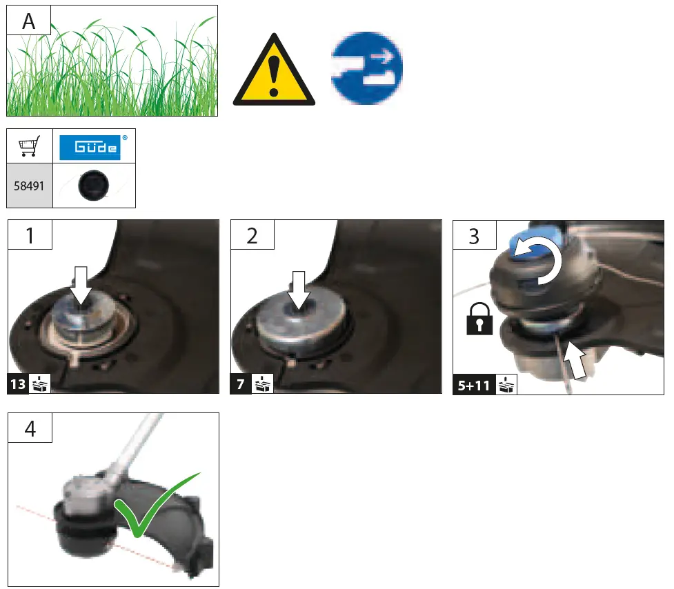 Gude FS 36-0 Cordless Lawn Trimmer 4