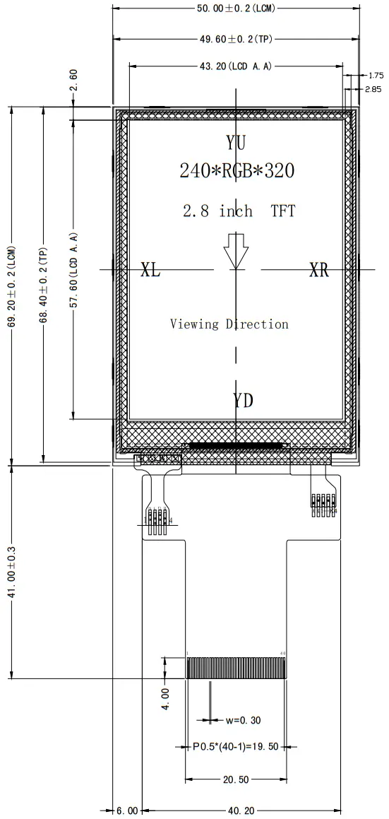 Surenoo STP0280D2 240320 Series TFT LCD Panel - Figure 1