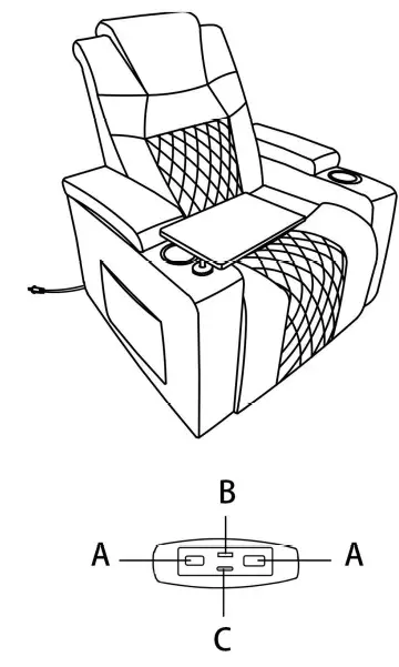Polibi-MB-PMRTSCU-G-Power-Motion-Recliner-Home-Theater-Seating-with-2-Cup-Holders-Swivel-Tray-Table-fig-1