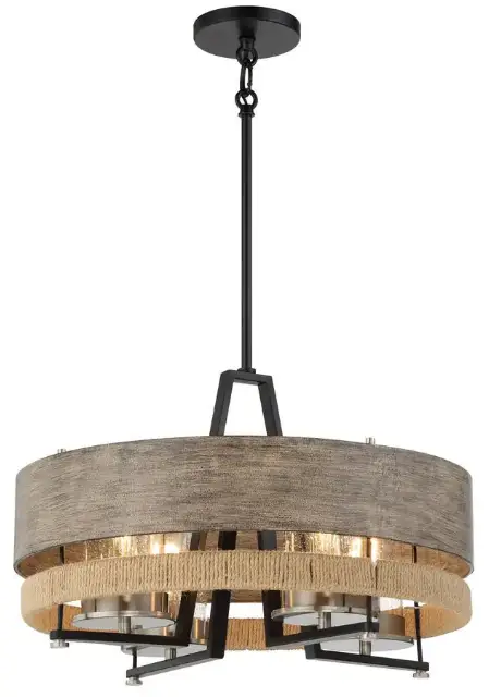 MINKA LAVERY 2765-733 Silver Creek 4-Light Stone Grey Coal and Brushed Nickel Rustic Outdoor Chandelier-fig1