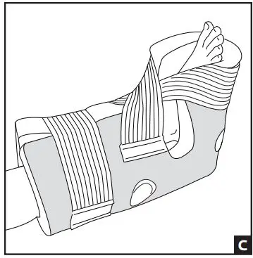 DJO PROCARE Heel Relief Boot Instructions - Secure the lower leg strap on one side of the boot and the other on the opposite side