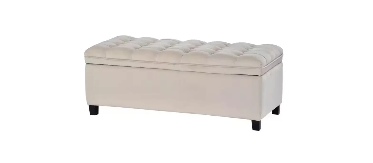 Huluwat Dj-tc-wf280924aaa Beige Upholstered Flip Top Storage Bench Instruction Manual