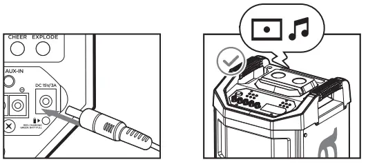 aiwa KBTUS 710 Portable Trolley Party Speaker - INPUT MODE 1