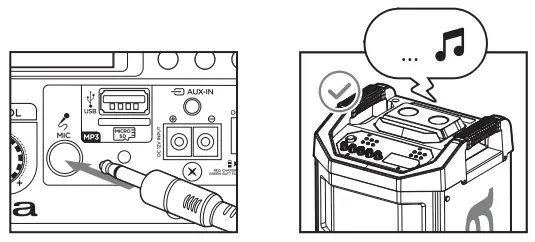 aiwa KBTUS 710 Portable Trolley Party Speaker - MIC INPUT