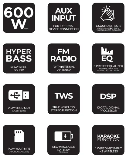 aiwa KBTUS 710 Portable Trolley Party Speaker - fig3