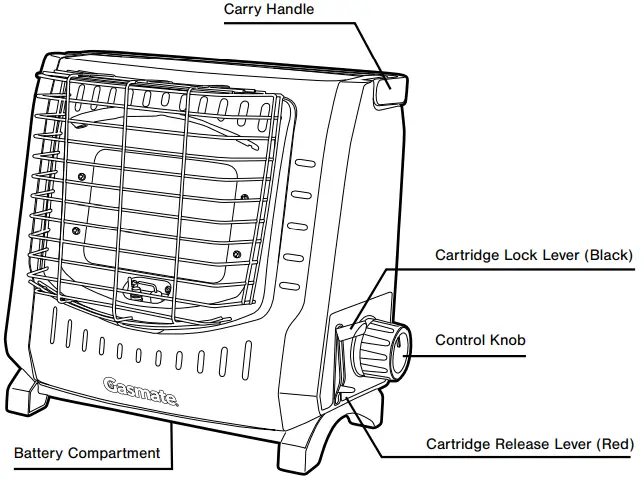 Gasmate CBH100 Deluxe Butane Heater - control