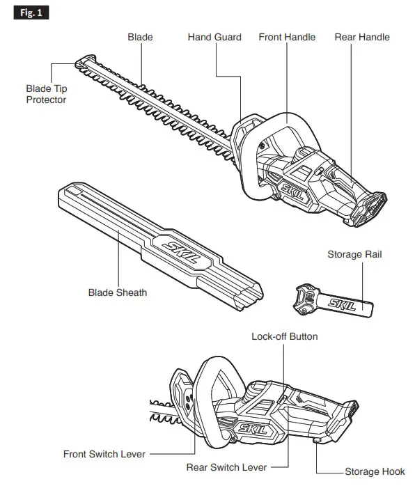 SKIL HT4222B-00 20V Cordless Hedge Trimmer- Fig. 1