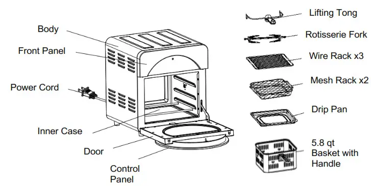 Hard Rock 1700W 14.5L Air Fryer- SET INCLUDES
