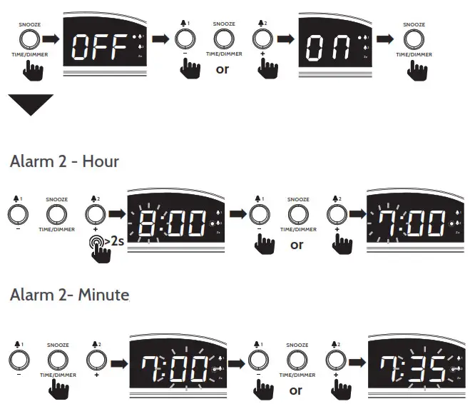 i box Slick 79271PI Alarm Clock with Wireless Charging - Alarm 1 enable disable