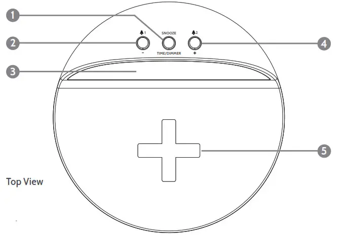 i box Slick 79271PI Alarm Clock with Wireless Charging - Controls and Features