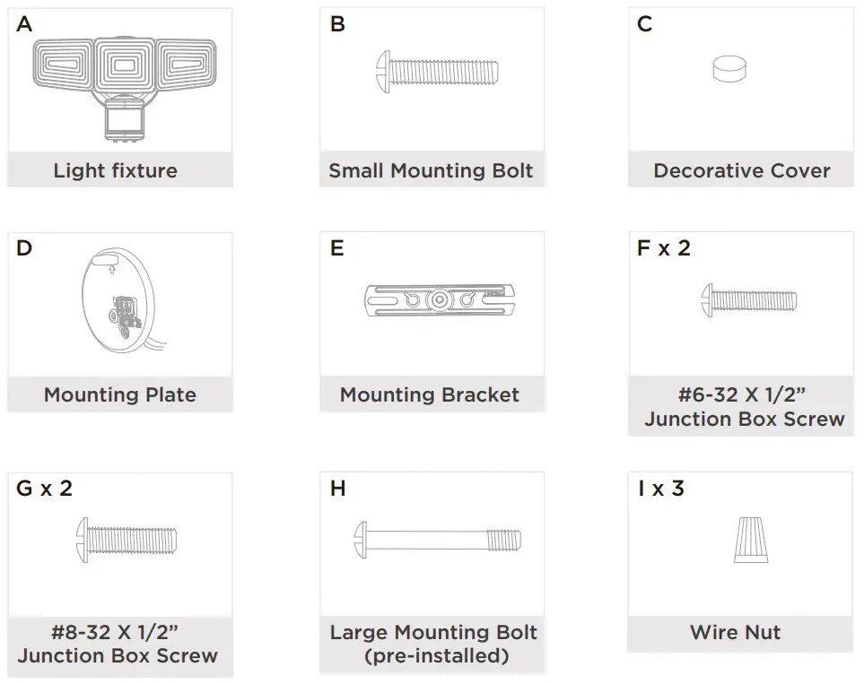 home zone ES00942G Linkable 5000LM Triple Head LED Security Light - Parts
