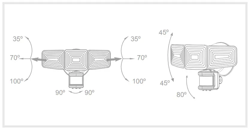 home zone ES00942G Linkable 5000LM Triple Head LED Security Light - lamp heads