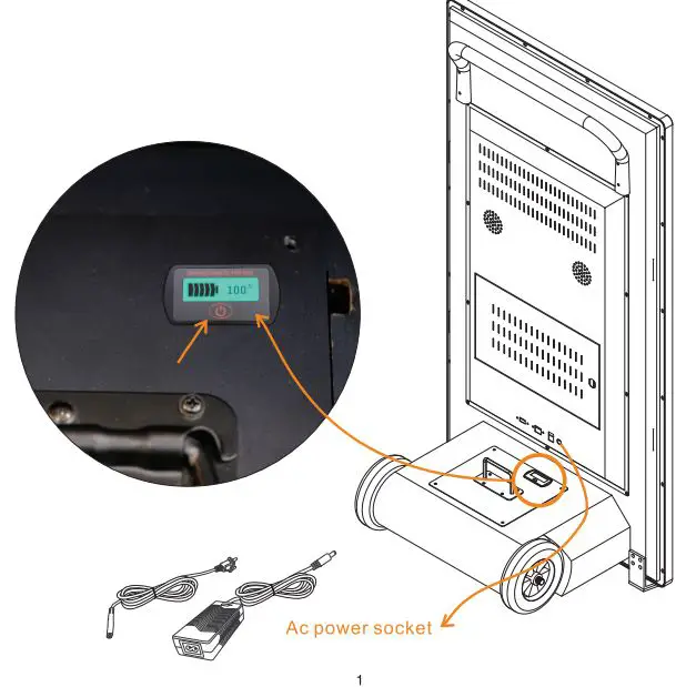 Guangzhou Youguang Optoelectronics ADMA03D Rechargeable Indoor 43 Inch LCD Signage with Wheels User Manual - How to query the battery power and charge