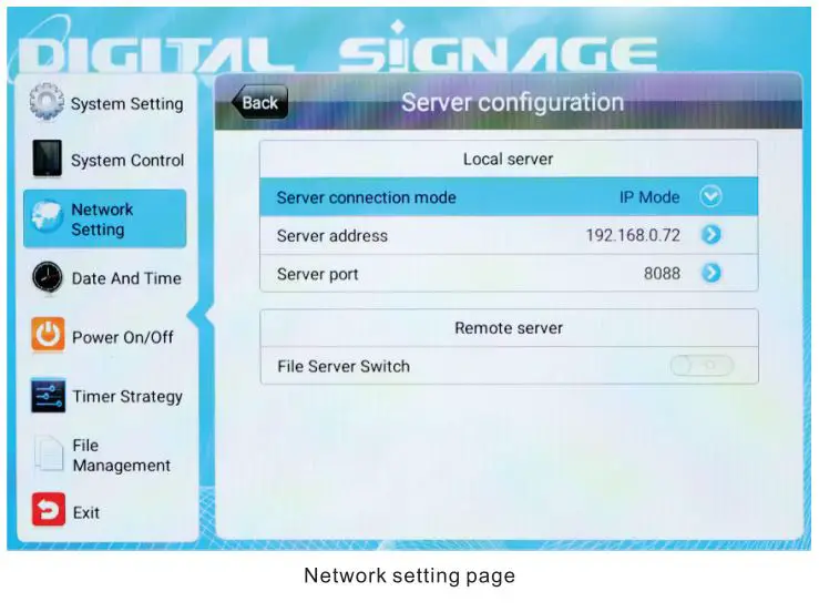 Guangzhou Youguang Optoelectronics ADMA03D Rechargeable Indoor 43 Inch LCD Signage with Wheels User Manual - Network Setting
