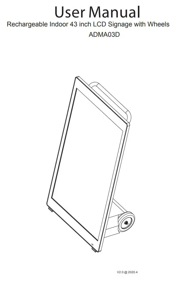 Guangzhou Youguang Optoelectronics ADMA03D Rechargeable Indoor 43 Inch LCD Signage with Wheels User Manual