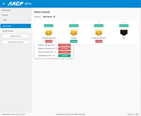 AKCP Battery Monitoring Sensor - WebUI configuration