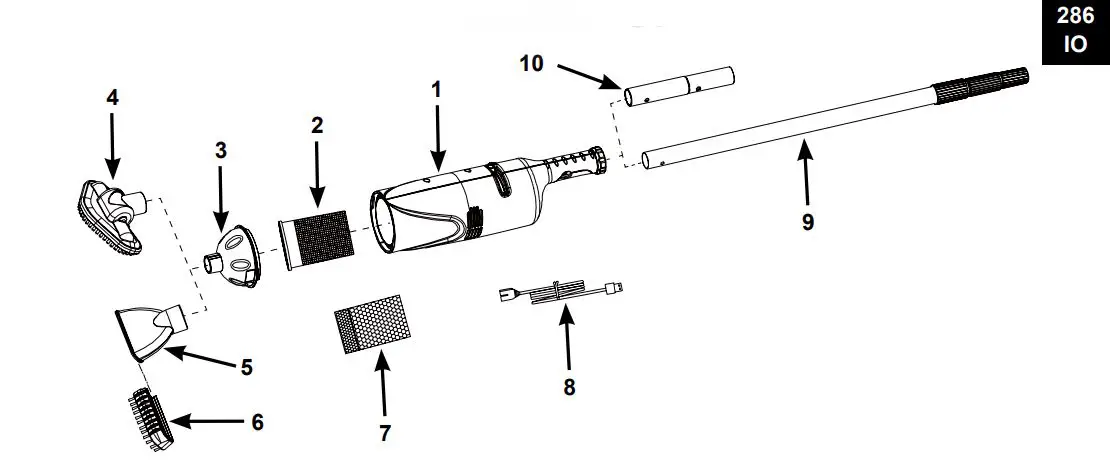 INTEX CL1704 Handheld Rechargeable Vacuum Cleaner - PARTS LIST