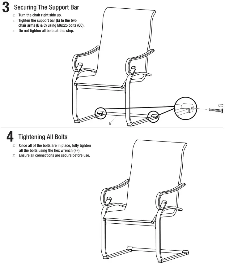 HAMPTON BAY Crestridge 7pc Dining Set - Chair Assembly 2