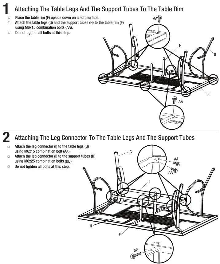HAMPTON BAY Crestridge 7pc Dining Set - Table Assembly 1