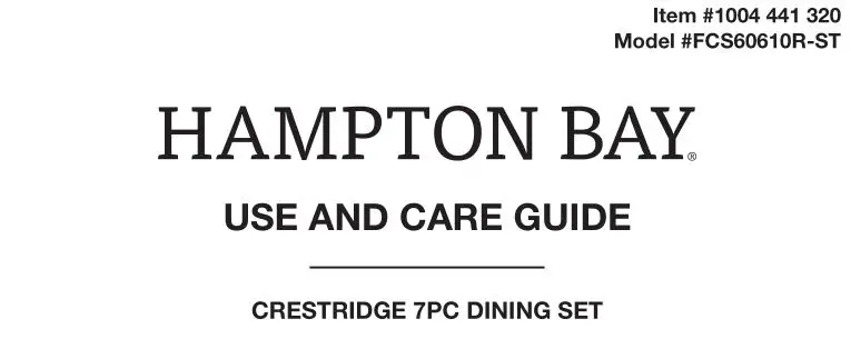 HAMPTON BAY Crestridge 7pc Dining Set User Guide