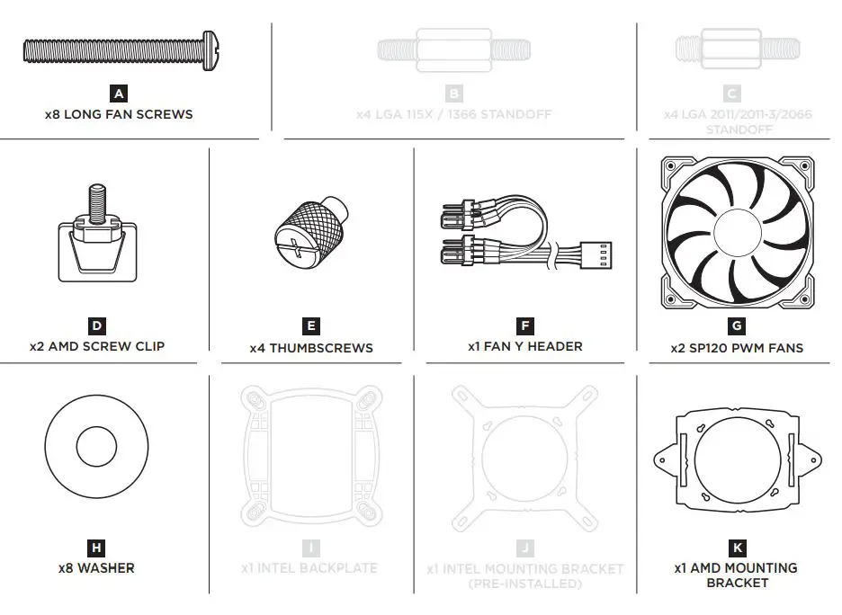 CORSAIR High Performance 120MM Liquid CPU Cooler User Guide - Included Hardware AMD