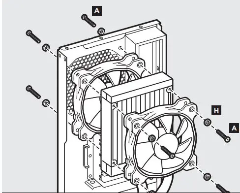 CORSAIR High Performance 120MM Liquid CPU Cooler User Guide - Install the Fans and Radiator
