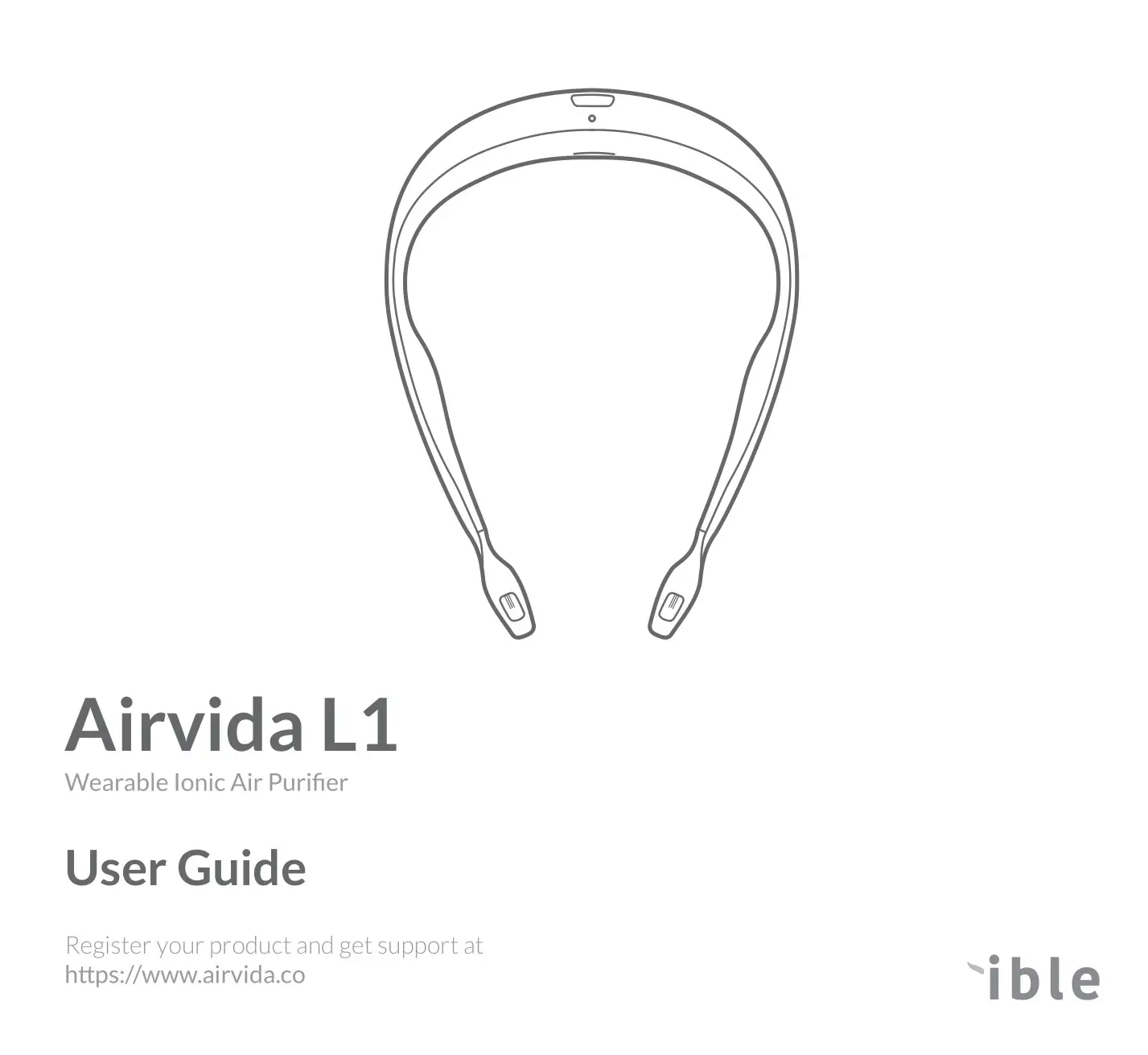 ible Airvida L1 Trendy Wearable Air Purifier with Patented Double-Vent Design User Guide