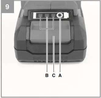 Einhell Cordless Lawn Mower Instructions - Battery capacity indicator