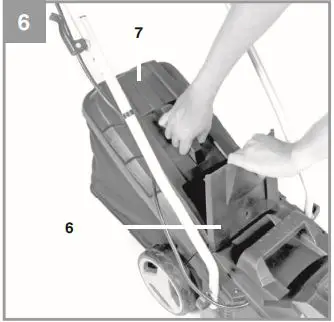 Einhell Cordless Lawn Mower Instructions - Mounting the catch basket