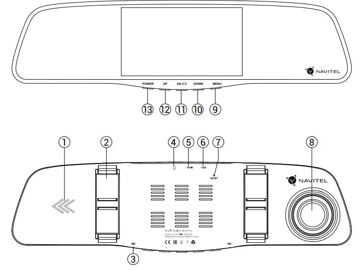 NAVITEL MR150 NV Digital Video Recorder User Manual - Device layout