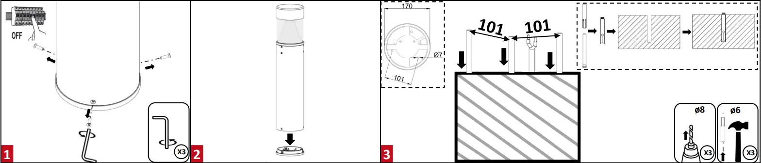 resistex-818129-Saline-LED-Bollard-Controlled-HF-Detection-FIG-1