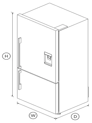 FISHER PAYKEL E522BRXFDU5 469L Freestanding Refrigerator Freezer - DIMENSIONS